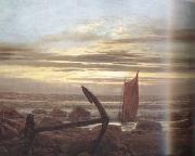 Caspar David Friedrich Moonlit Night with Boats on the Baltic Sea (mk10) oil painting reproduction